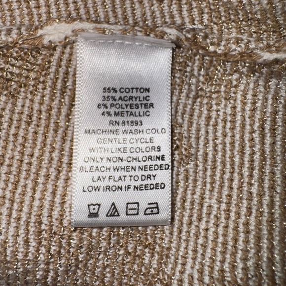 Isaac Mizrahi Live Floral Button Front Cardigan Sweater Cream Small - Picture 5 of 6